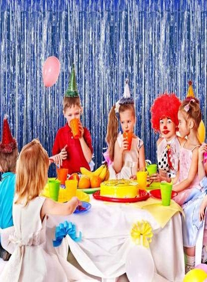 شوبرز كارت خلفيات ستائر شراشيب زرقاء من رقائق معدنية من شوبيرسكارت لتزيين الحفلات في أعياد الميلاد والزفاف والذكرى السنوية وحفلات استقبال المولود الجديد - Image 2